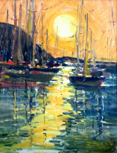 Sunlit Harbor. 30" x 24", Oil, $4400.
