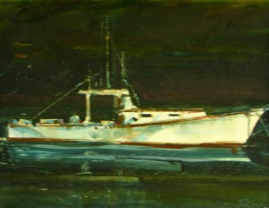 Anchored. 8” x 9.5”, Watercolor, $450. 